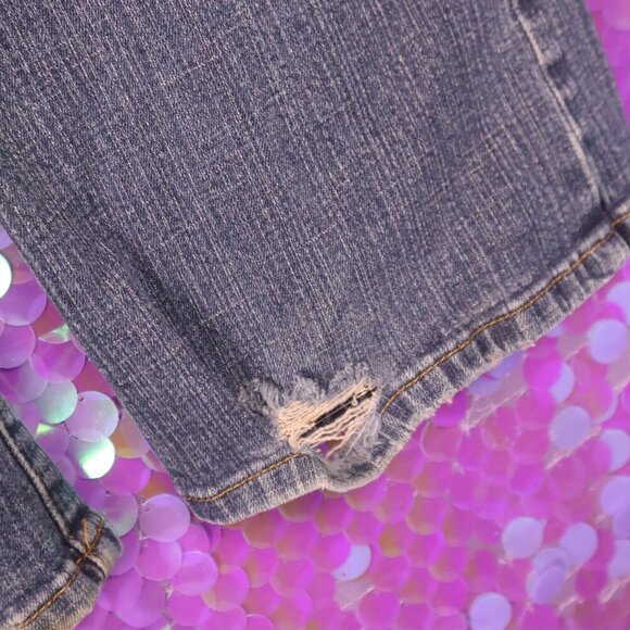 MED WASH JEANS 7 LA Blues Flares Grey Melrose Vintage 90s Y2K Stretch Denim Pant - Picture 8 of 11